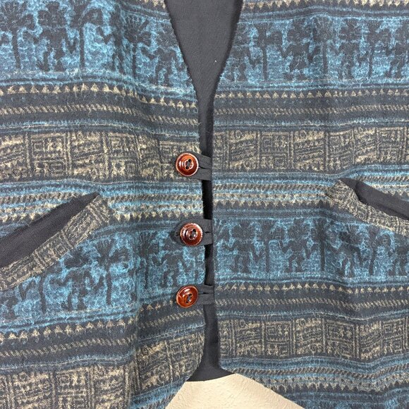 VTG 80s Nantu Tamia Handwoven Inca Quichua Vest XL Ethnic Boho Folkcore - Picture 2 of 7
